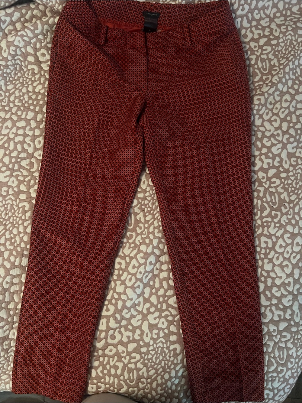 Ann Taylor Red Patterned Slim Dress Pants